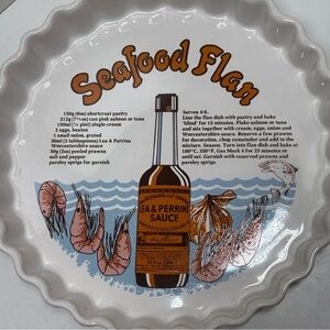 Ulster Ceramics Seafood Flan recipe pie plate featuring Worcestershire Sauce